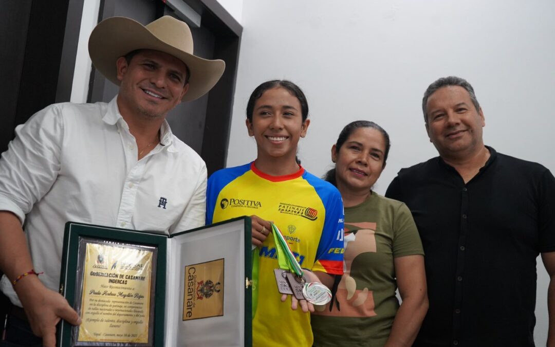Campeona de patinaje Paula Mogollón visitó la gobernación Casanare