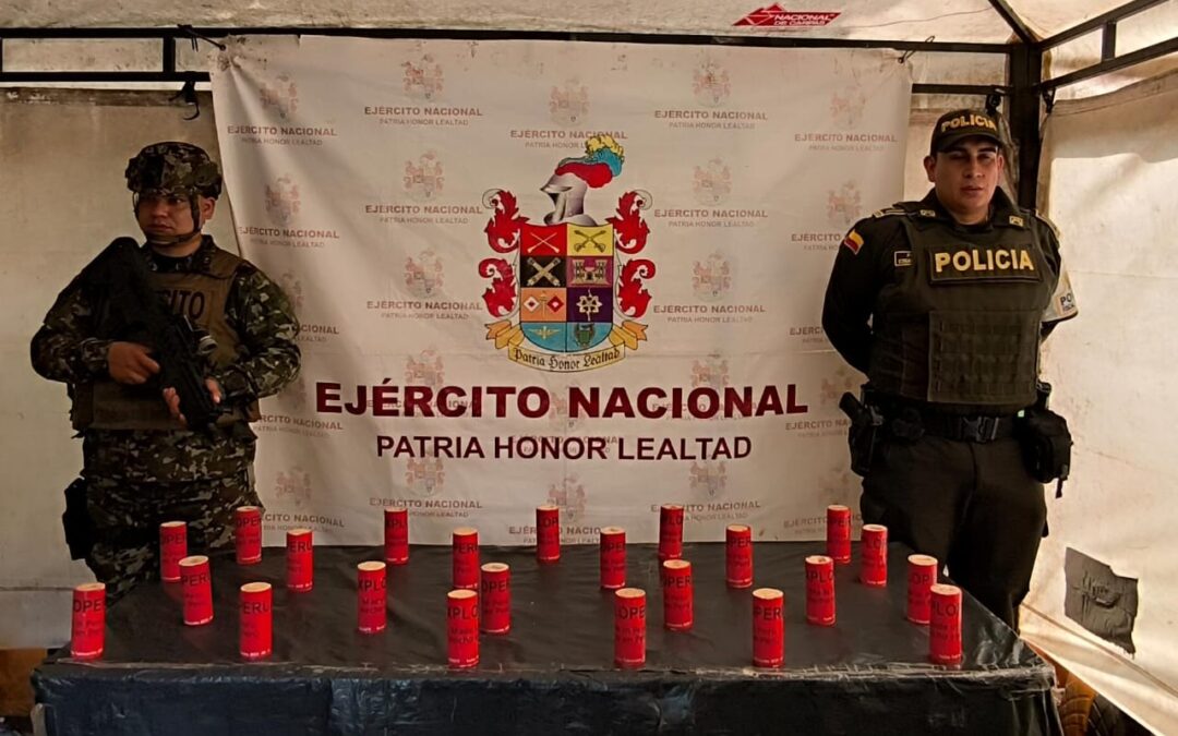 Ejército Nacional incautó 23 artefactos explosivos en un puesto de control en Tame, Arauca