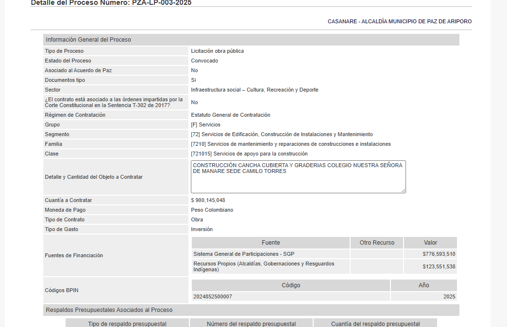 Nuevas suspicacias genera la manera de actuar en la contratación, la alcaldía de Paz de Ariporo